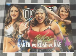Britt Baker Nyla Rose Kylie Rae Signed 8x10 Photo Wrestling WWE AEW TNA Impact - Picture 1 of 1