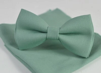 Pajarita verde salvia + cuadrado de bolsillo para hombre/jóvenes/niños niños/bebé pequeño Foto 1 de 4