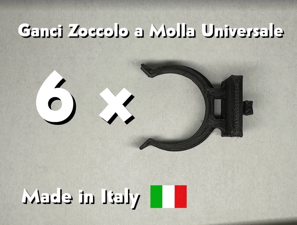 KIT 6 GANCI GANCIO A MOLLE PER ZOCCOLO BATTISCOPA CUCINA - Immagine 1 di 4