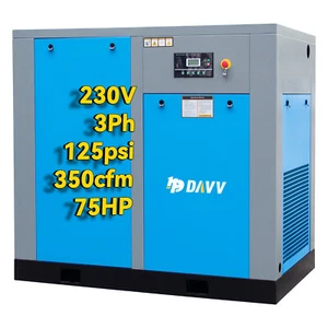 75 HP 230V 3Ph Rotary Screw Air Compressor 350 CFM 150Psi Air-cooled Fixed Speed - Picture 1 of 6