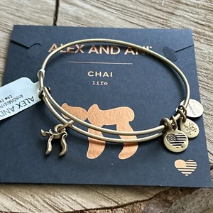 Alex and Ani "CHAI" Rafaelian Gold Life Symbol Charm Adj. Bracelet w/Card NWT - Picture 1 of 5