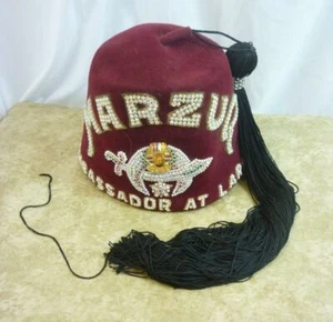 Vintage Shriner Masonic Marzuq Hat Fez Ambassador At Large 24G011 - Picture 1 of 6