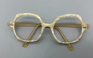 iGreen Acetate Round White & Cream Marble Eyeglasses 50-18-135 - Picture 1 of 10