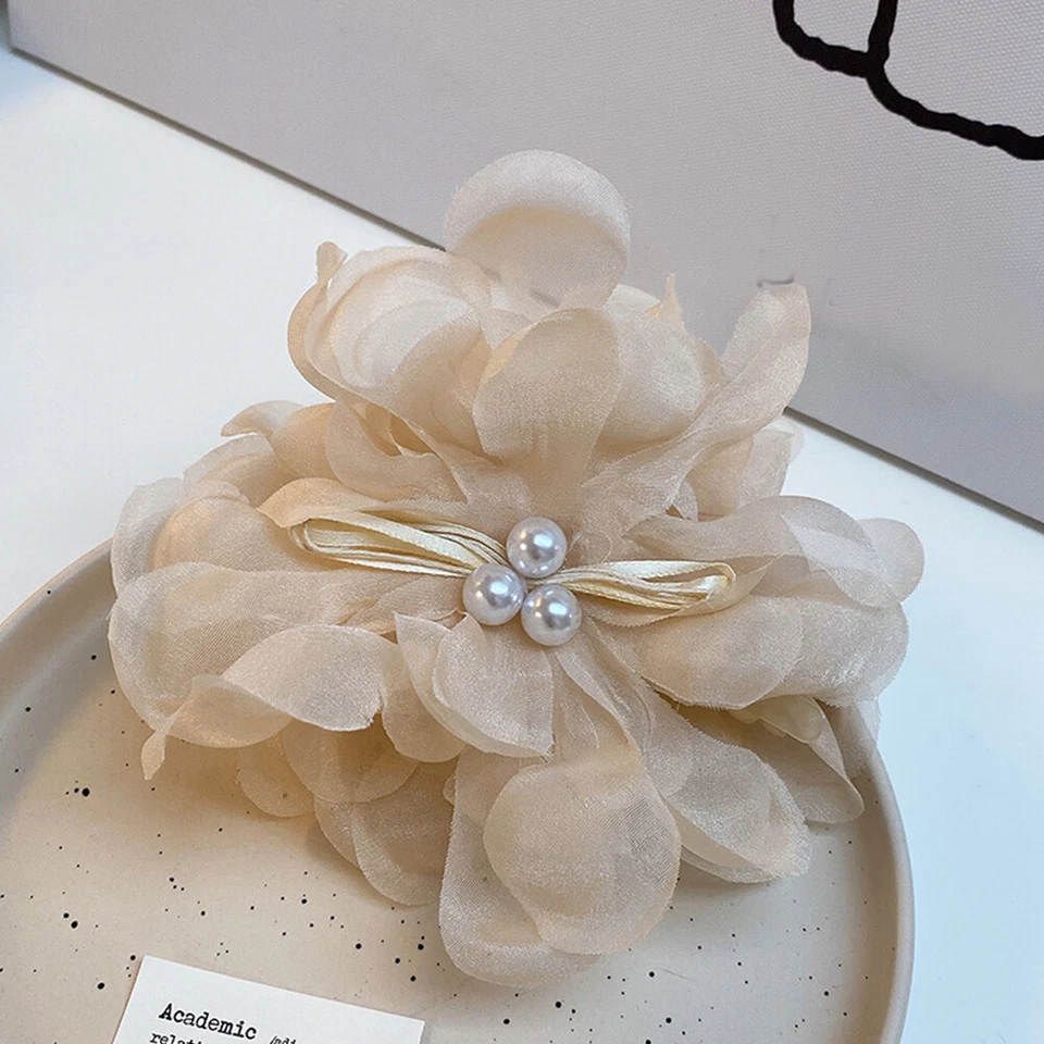 Pinza para el cabello pinza para el cabello con moño de flores de chifón grande para mujeres☆ Foto 1 de 4