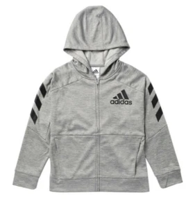 NWT Adidas Hooded Melange Fleece Jacket Boys 8-20 Size S(8) Great for Spring $50 - Picture 1 of 1