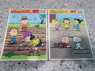 LOTE DE 2 ROMPECABEZAS BANDEJA MARCO LISA SALLY LINUS PEANUTS SNOOPY AÑOS 80 Foto 1 de 4