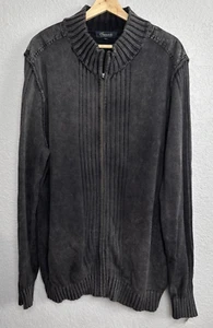 Roundtree & Yorke Sweater Gray Men Ribbed Knit Mock Neck Full Zip XLT - Picture 1 of 22