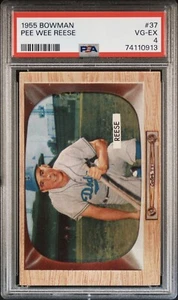 1955 BOWMAN # 37 PEE WEE REESE PSA 4 VG-EX BROOKLYN DODGERS HOF - Picture 1 of 2