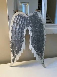 Pottery Barn 14” Galvanized Metal Angel Wings NWOT - Picture 1 of 3