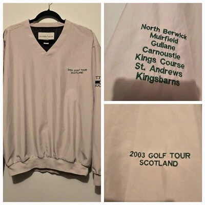 Pullover cortavientos Cutter & Buck vintage para hombre LG 2003 Golf Tour Escocia beige Foto 1 de 4