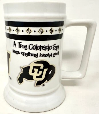 University of Colorado Buffaloes at Boulder True Fan Beer Stein Mug Cup CU Buffs - Image 1 of 4