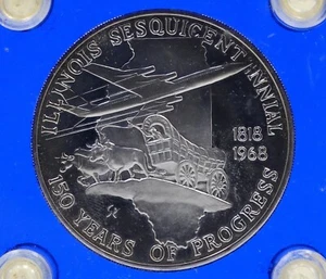 1818-1968 Illinois Sesquicentennial 150 Años De Progreso Plata .999 Prueba - Imagen 1 de 5