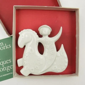 Vintage Limoges Ornament '72 HAVILAND weiß Porzellan Kind & Pferd OVP - Bild 1 von 10