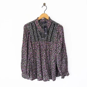 M&S Khaki Green Ditsy Floral Blouse Size 18 NEW Long Sleeve Boho Pink Flower - Picture 1 of 19