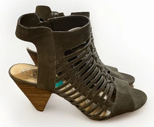 Vince Camuto Ecroya Suede Cage Heeled Sandals Gray Womens Size 8 New No Box - Picture 1 of 9