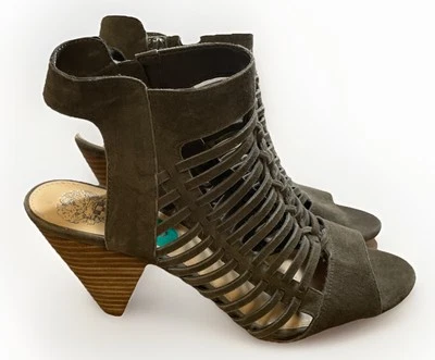 Vince Camuto Ecroya Suede Cage Heeled Sandals Gray Womens Size 8 New No Box - Image 1 of 4