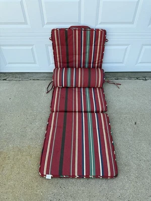 Pottery Barn Outdoor Foldable Lounge Cushions Striped Colorful w/Back Pillow - Image 1 of 4