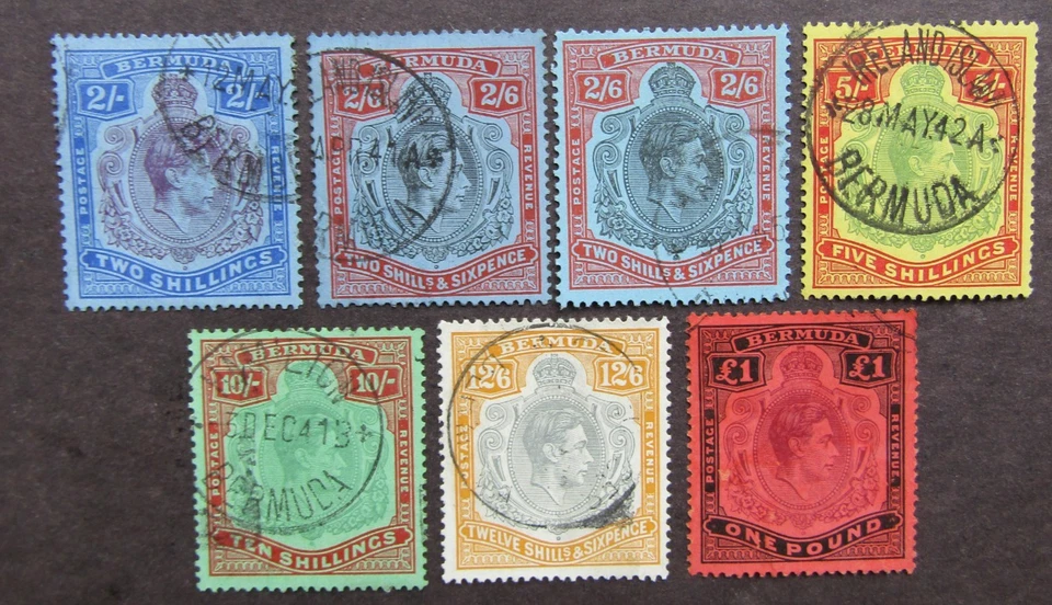 BERMUDA - SUPERB USED COLLECTION OF GV1 KEY PLATE DEFINITIVES 2/ - £1 - Image 1 of 1