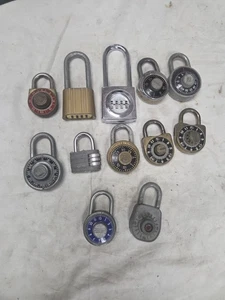 11 Stück Vintage Zahlen Vorhängeschloss Schlösser Slaymaker Master Prestolock Messing Chrom - Bild 1 von 10