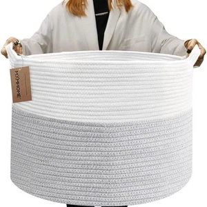 MXMHOME XXXLarge Cestino in Corda Tessuto con Manici, 23,6”x23,6”x14,1” Cestino per... - Foto 1 di 7