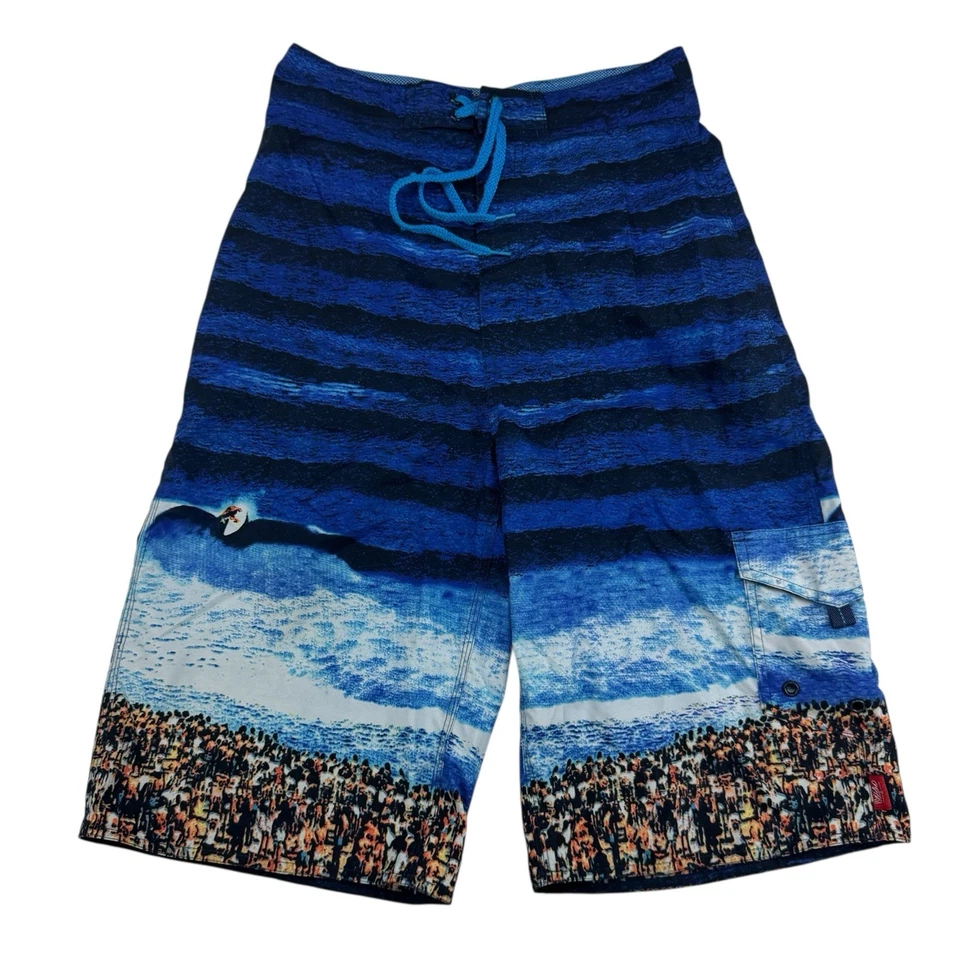 复古 Mossimo Supply Co. 青少年男孩尺寸 XL 男孩长内缝板短裤波浪冲浪 — 第 1/4 张图片