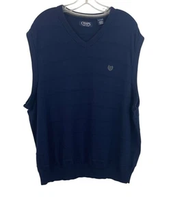 Chaps Mens Size XXL Navy Blue Cotton Embroidered Logo Sleeveless Sweater Vest - Picture 1 of 8