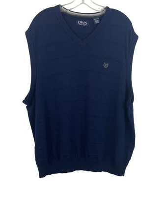 Chaps Mens Size XXL Navy Blue Cotton Embroidered Logo Sleeveless Sweater Vest - Image 1 of 4