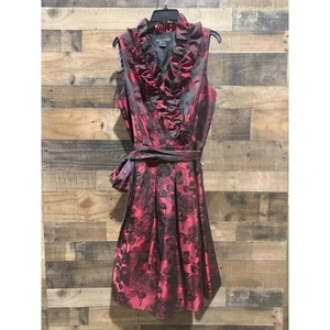 Jessica Howard schwarz & rot Jacquard Cocktailkleid - Größe 16 -  - Bild 1 von 10