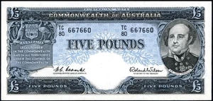 1961 Australian Five Pound Banknote - TC80 667660 - Picture 1 of 2