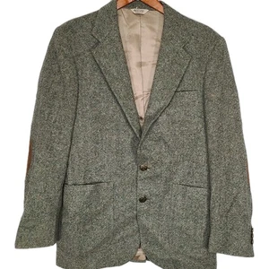 Abrigo deportivo Hunt Valley 100 % lana marrón tweed blazer parche en el codo hecho en EE. UU. 40R - Imagen 1 de 7