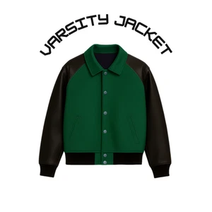 Chaqueta de béisbol universitaria de lana para hombre clásica Letterman abrigo de bombardero mangas de cuero - Imagen 1 de 5