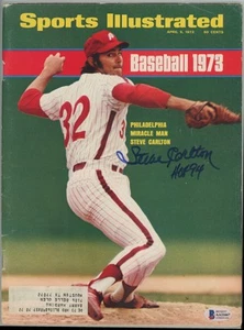 STEVE CARLTON AUTOGRAPHED ORIGINAL APRIL 9 1973 SPORTS ILLUSTRATED - BECKETT - Picture 1 of 2