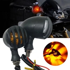 Motorcycle Black Turn Signal Lights Lamp Amber Blinker 10mm Universal For Harley - Bild 1 von 7
