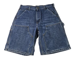 De Colección Carhartt Corto Hombres 31 Azul Doble Rodilla Carpintero B79DST Unión Hecho en EE. UU. - Imagen 1 de 13
