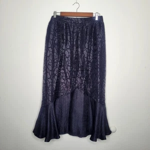 Gr. 14 schwarz Burnout Goth Whimsigoth skurril knielanger Schößchen Rock - Bild 1 von 6