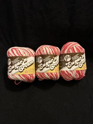 Lily Sugar 'n Cream Cotton Yarn Lot of 3 Azalea Made In Canada From USA Cotton - Image 1 of 3