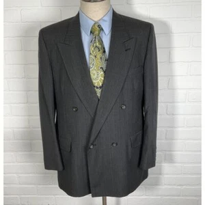 Evan-Picone Blazer Men 42R Gray Pinstripe Double Breasted Peak Classic Jacket - Picture 1 of 12