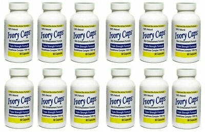 IVORY CAPS GLUTATHIONE SKIN WHITENING 1500 MG THISTLE - 12 BOTTLES - Image 1 of 2