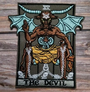 The Devil Tarot Card Gothic Witchy Occult Embroidered Iron on Patch - Picture 1 of 2