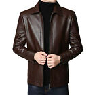 Cardigan Men Coat Zip Up Stylish Men's Faux Leather Motorcycle Jacket With Stand