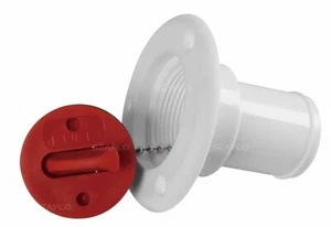 DECKEINFÜLLSTUTZEN für KRAFTSTOFF 38mm (1,1/2") STECKNUSS weiß NYLON rot KAPPE Boot Wohnmobil - Bild 1 von 3