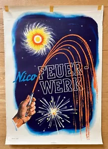 NICO Feuerwerk Poster Plakat ca. 1960 Poster Silvester Vintage 60x43cm Ladenfund - Bild 1 von 1