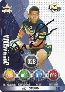 Signed 2016 NORTH QUEENSLAND COWBOYS NRL Card JOHN ASIATA Power Play - Bild 1 von 1