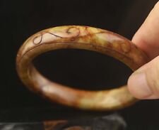 Old China natural jade hand-carved flower bangle bracelet #10