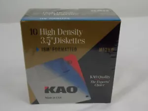 1 KAO MF2HD 3.5" Blank Diskettes 10-pack MF2HD -- Factory Sealed - Picture 1 of 2