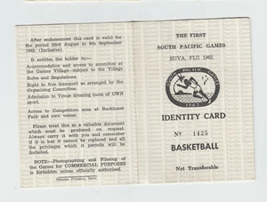 SOUTH PACIFIC GAMES 1963 Indentity Card  Basketball - Picture 1 of 2