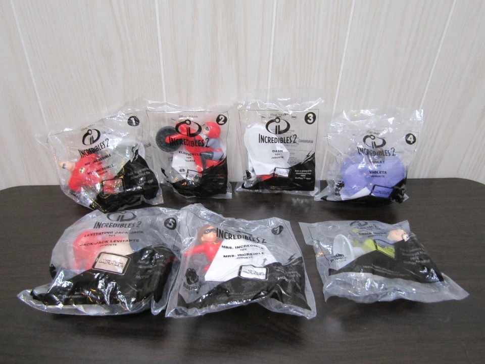 Nuevos Increíbles 2 Juguetes McDonald's Happy Meal 2018 Lote de 7 (1,2,3,4,5,7,9) Foto 1 de 4