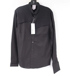 NWT Adidas SLVR shirt men's Small Asymmetric jersey black cotton button up - Picture 1 of 11
