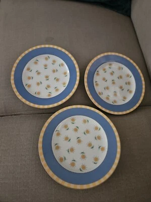 3 желтые цветочные салатные тарелки Studio Nova SPRING TERRACE Y0310 8 1/4 дюйма 1999–2000 гг. - Изображение 1 из 4