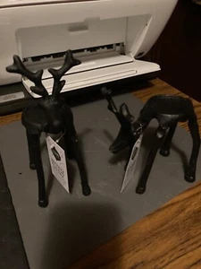 Merry Moments Aldi Black Sculpted Reindeer Tea Light Holders Set Of 2 - Picture 1 of 1